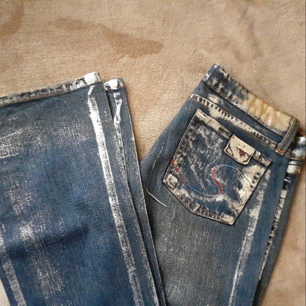 Street Denim Silver Painted Jeans